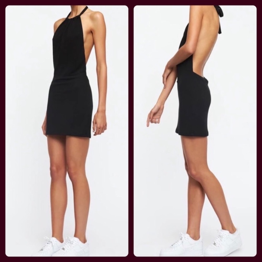 Lioness Black Halter Mini Dress